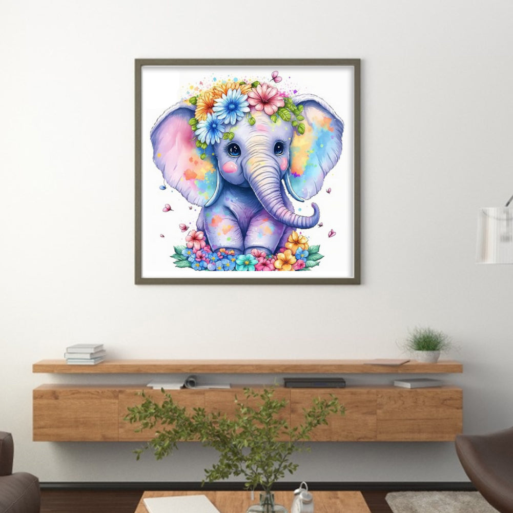 Elephant - Full 18CT Stamped Cross Stitch 20x20CM - Huacan
