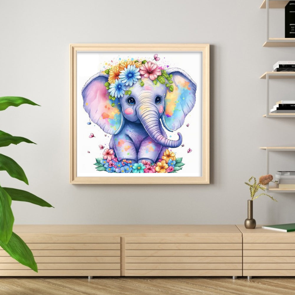 Elephant - Full 18CT Stamped Cross Stitch 20x20CM - Huacan