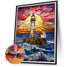 Load image into Gallery viewer, Lighthouse Glass Painting 40*50CM(Canvas) Full Round Drill Diamond Painting
