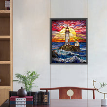 Load image into Gallery viewer, Lighthouse Glass Painting 40*50CM(Canvas) Full Round Drill Diamond Painting
