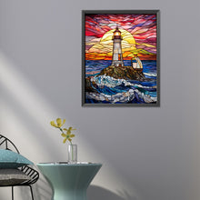 Load image into Gallery viewer, Lighthouse Glass Painting 40*50CM(Canvas) Full Round Drill Diamond Painting
