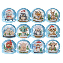 Load image into Gallery viewer, Christmas 12PCS DIY Xmas Critter Diamond Painting Greeting Card Set for Festivals Gifts
