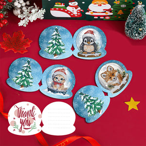 Christmas 12PCS DIY Xmas Critter Diamond Painting Greeting Card Set for Festivals Gifts