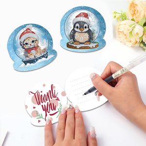 Christmas 12PCS DIY Xmas Critter Diamond Painting Greeting Card Set for Festivals Gifts
