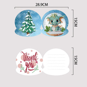 Christmas 12PCS DIY Xmas Critter Diamond Painting Greeting Card Set for Festivals Gifts