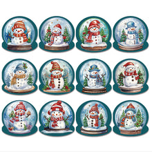 Load image into Gallery viewer, Christmas 12PCS DIY Snowman Crystal Ball Diamond Painting Greeting Card Set for Festivals
