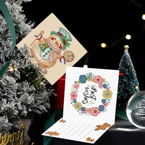 Christmas 5PCS DIY Xmas Gingerbread Man Diamond Painting Greeting Card Set for Festivals