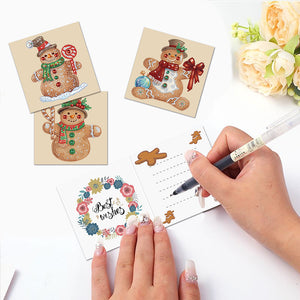 Christmas 5PCS DIY Xmas Gingerbread Man Diamond Painting Greeting Card Set for Festivals