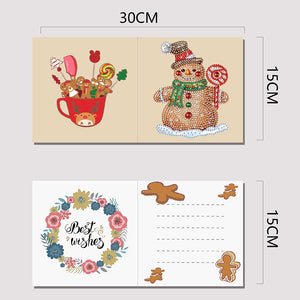 Christmas 5PCS DIY Xmas Gingerbread Man Diamond Painting Greeting Card Set for Festivals