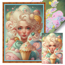 Load image into Gallery viewer, Huancan - Ice Cream Girl - 45*65CM 11CT 3 Stamped Cross Stitch
