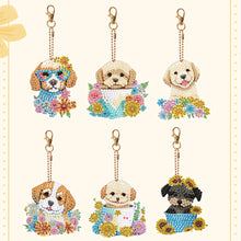 Load image into Gallery viewer, 6PCS Double Sided Special Shape Diamond Art Keyring (Puppy)
