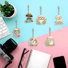 Load image into Gallery viewer, 6PCS Double Sided Special Shape Diamond Art Keyring (Puppy)
