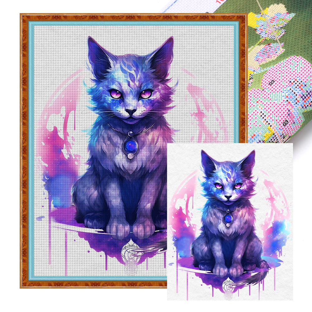Huancan - Watercolor Cat - 50*60CM 11CT 3 Stamped Cross Stitch