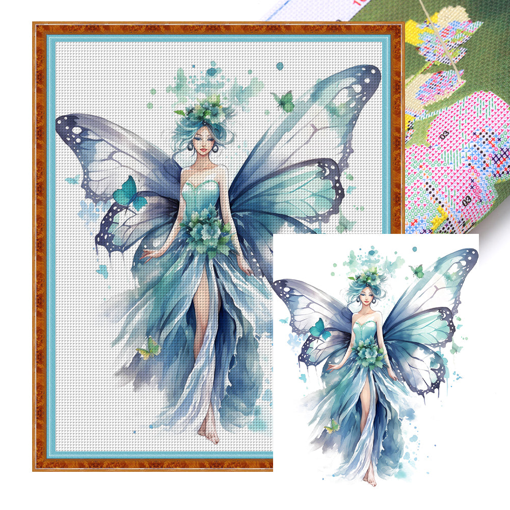 Yishu - Butterfly Girl - 60*70CM 11CT 3 Stamped Cross Stitch
