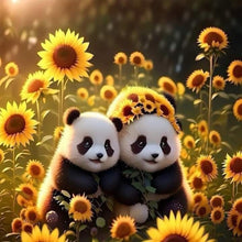 Load image into Gallery viewer, Panda In Sunflower Field 40*40CM(Canvas) Full Round Drill Diamond Painting
