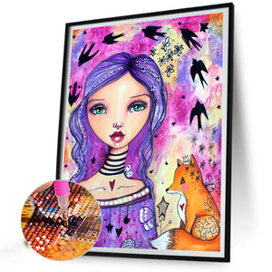 Purple-Haired Girl 40*50CM(Canvas) Full Round Drill Diamond Painting