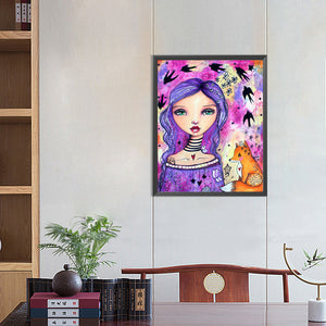Purple-Haired Girl 40*50CM(Canvas) Full Round Drill Diamond Painting