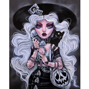Silver-Haired Girl 40*50CM(Canvas) Full Round Drill Diamond Painting