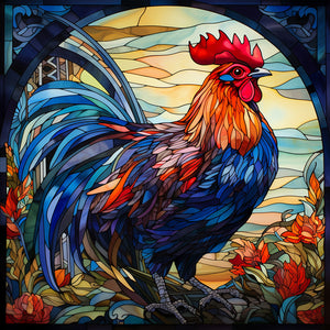 Rooster Glass Painting 40*40CM(Canvas) Full Round Drill Diamond Painting