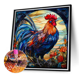 Rooster Glass Painting 40*40CM(Canvas) Full Round Drill Diamond Painting