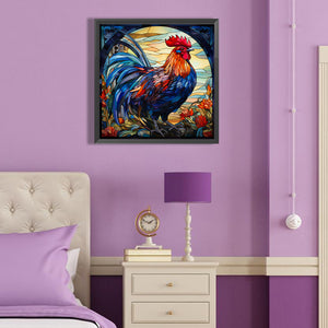 Rooster Glass Painting 40*40CM(Canvas) Full Round Drill Diamond Painting