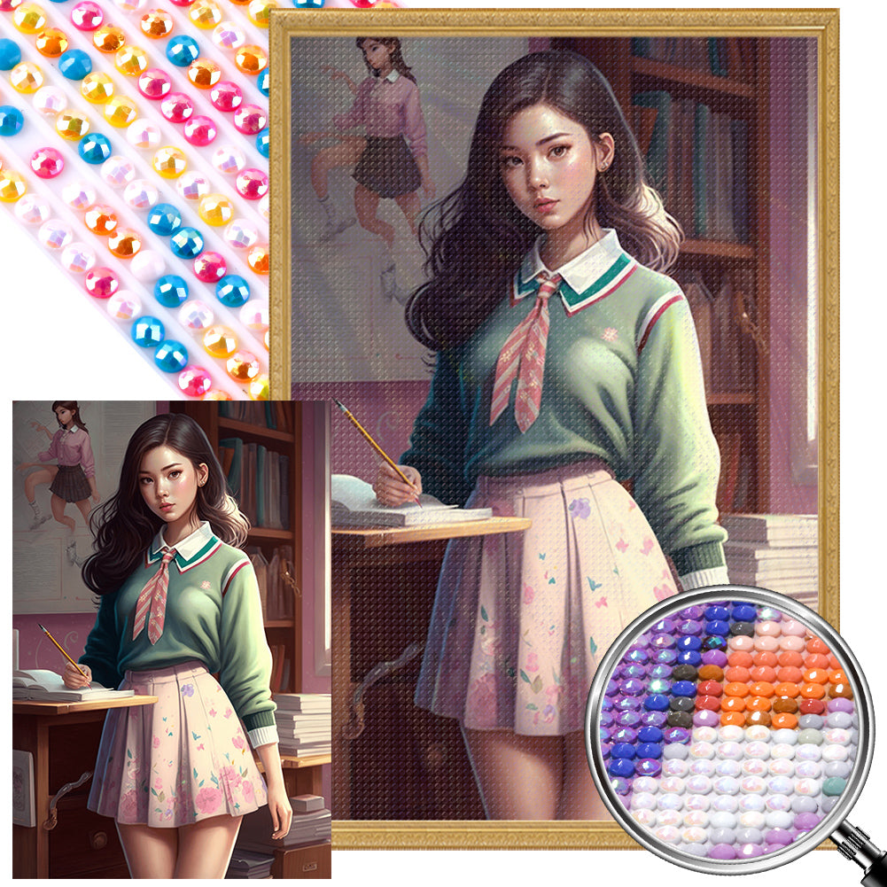 Uniform Girl 40*60CM(Picture) Full Round Drill Diamond Painting