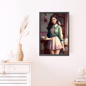 Uniform Girl 40*60CM(Picture) Full Round Drill Diamond Painting