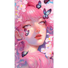 Load image into Gallery viewer, Pink Butterfly Girl 40*70CM(Picture) Full Round Drill Diamond Painting
