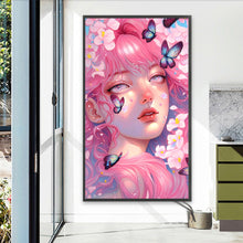Load image into Gallery viewer, Pink Butterfly Girl 40*70CM(Picture) Full Round Drill Diamond Painting

