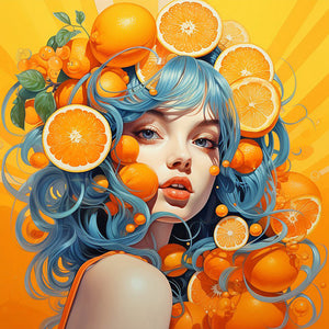 Orange Girl 40*40CM(Canvas) Full Round Drill Diamond Painting