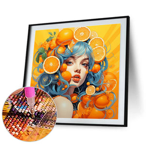 Orange Girl 40*40CM(Canvas) Full Round Drill Diamond Painting