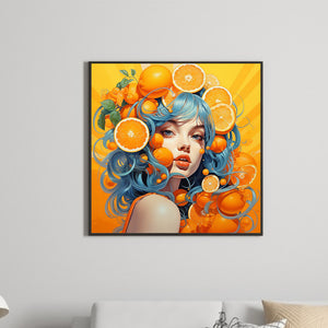 Orange Girl 40*40CM(Canvas) Full Round Drill Diamond Painting