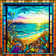 Load image into Gallery viewer, Huancan - Glass Painting - Ocean Waves - 50*50CM 11CT 3 Stamped Cross Stitch
