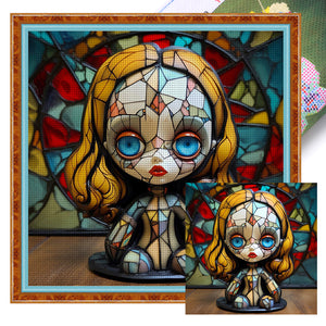 Yishu - Big-Eyed Doll - 40*40CM 11CT 3 Stamped Cross Stitch