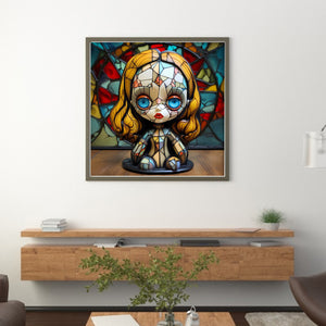 Yishu - Big-Eyed Doll - 40*40CM 11CT 3 Stamped Cross Stitch