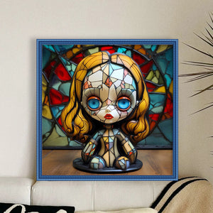 Yishu - Big-Eyed Doll - 40*40CM 11CT 3 Stamped Cross Stitch