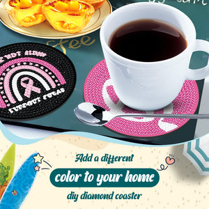 8PCS Acrylic Round Diamond Painting Coasters Kits (Pink Gnome)