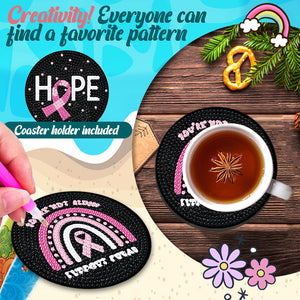 8PCS Acrylic Round Diamond Painting Coasters Kits (Pink Gnome)