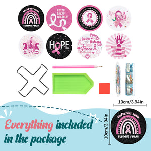 8PCS Acrylic Round Diamond Painting Coasters Kits (Pink Gnome)