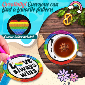 8PCS Acrylic Round Diamond Painting Coasters Kits (Rainbow Symbol)