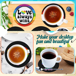 8PCS Acrylic Round Diamond Painting Coasters Kits (Rainbow Symbol)