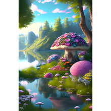 Load image into Gallery viewer, Yishu - Landscape With Mushrooms - 50*75CM 11CT 3 Stamped Cross Stitch

