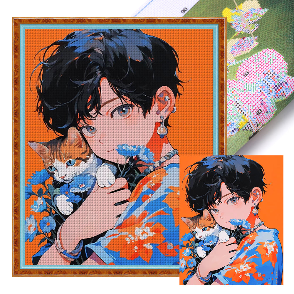 Huancan - Manga Boy - 40*50CM 11CT 3 Stamped Cross Stitch