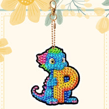 Load image into Gallery viewer, Dinosaur Letters P Double Sided Special Shape Diamond Painting Keychain Pendant
