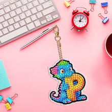 Load image into Gallery viewer, Dinosaur Letters P Double Sided Special Shape Diamond Painting Keychain Pendant
