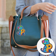 Load image into Gallery viewer, Dinosaur Letters P Double Sided Special Shape Diamond Painting Keychain Pendant
