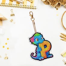 Load image into Gallery viewer, Dinosaur Letters P Double Sided Special Shape Diamond Painting Keychain Pendant
