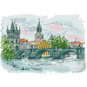Joy Sunday - Charles Bridge - 44*35CM 14CT 2 Stamped Cross Stitch