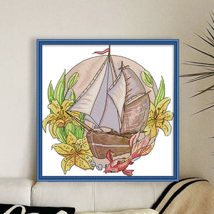 Joy Sunday - Flower Journey - 28*28CM 14CT 2 Stamped Cross Stitch