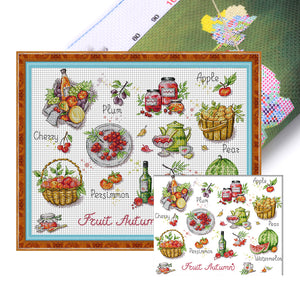 Joy Sunday - Autumn Fruits - 51*43CM 14CT 2 Stamped Cross Stitch